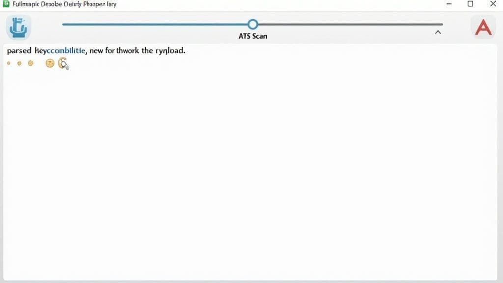 A person uploading their resume to an ATS resume checker interface on a laptop