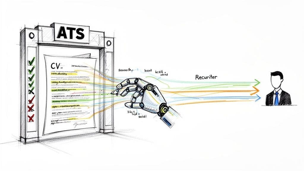 ATS system uses robotic hand to screen CVs sending selected data to recruiter