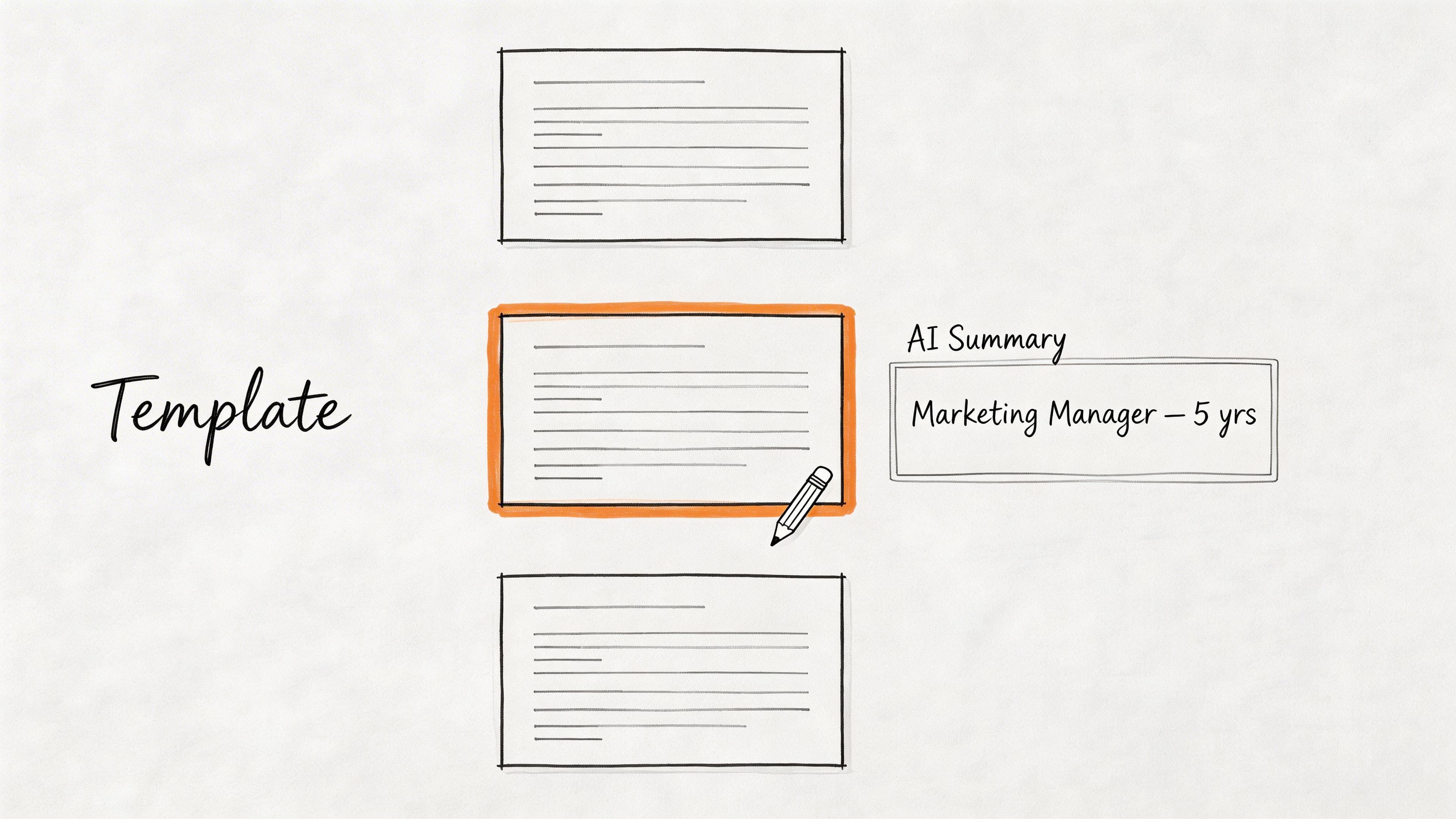 Professional resume template with AI summary section for a marketing manager