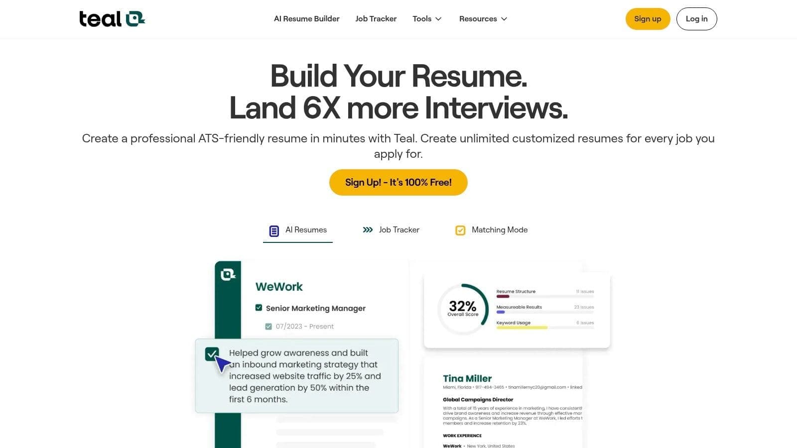 Teal job search workspace with resume tools, job matching, and Chrome extension for clipping roles