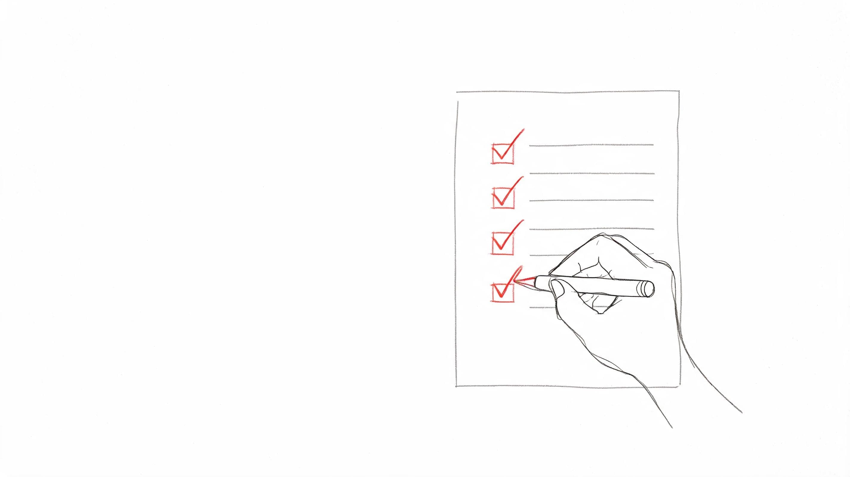 Hand-drawn checklist with red ticks for UK school leaver CV final checks before submitting a PDF application