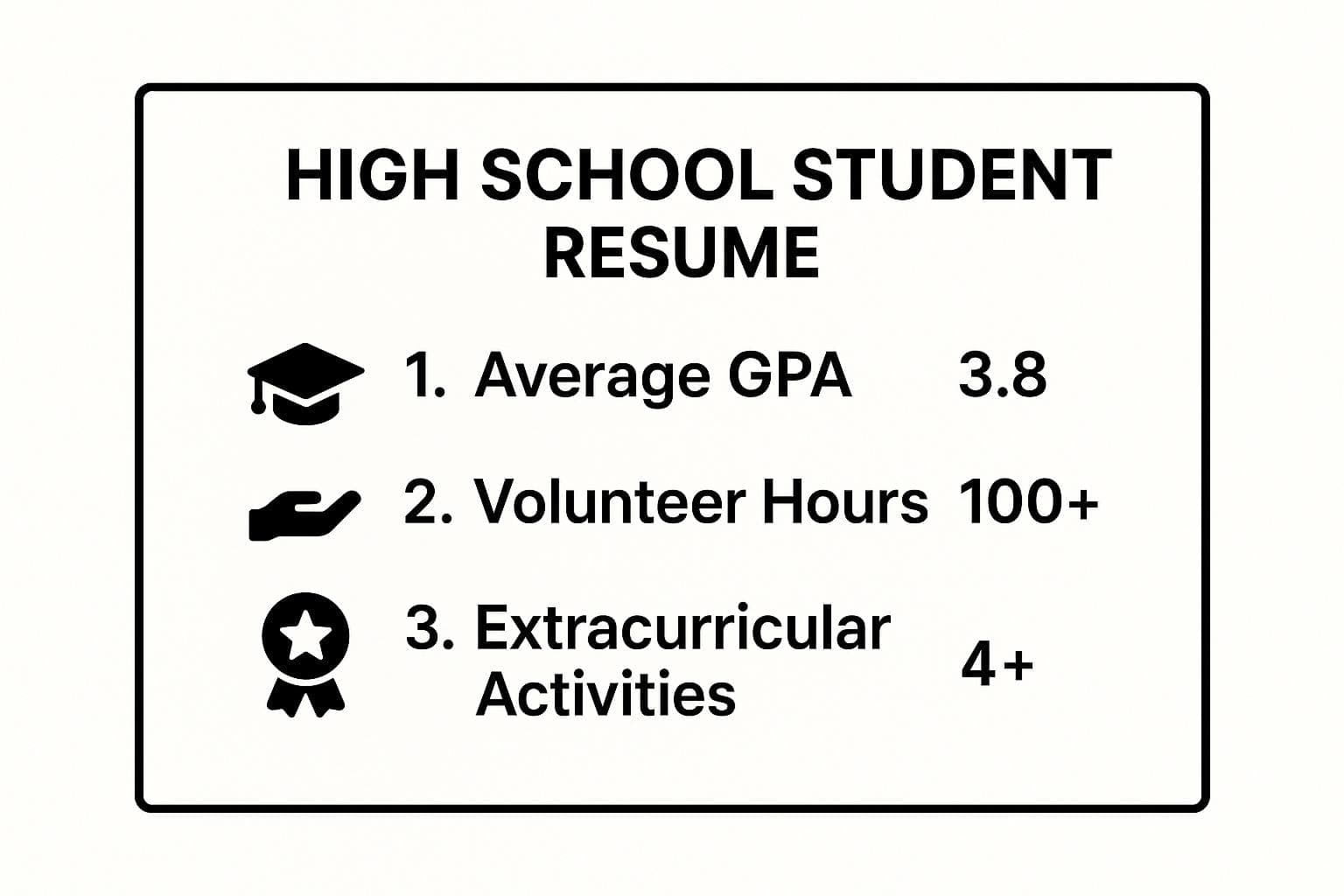 Infographic showing key data about High School Student with No Work Experience