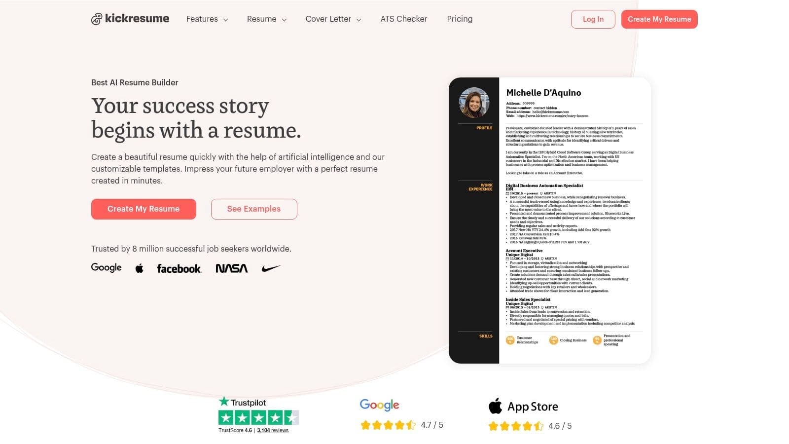 Standard Resume showing minimalist clean design with LinkedIn integration