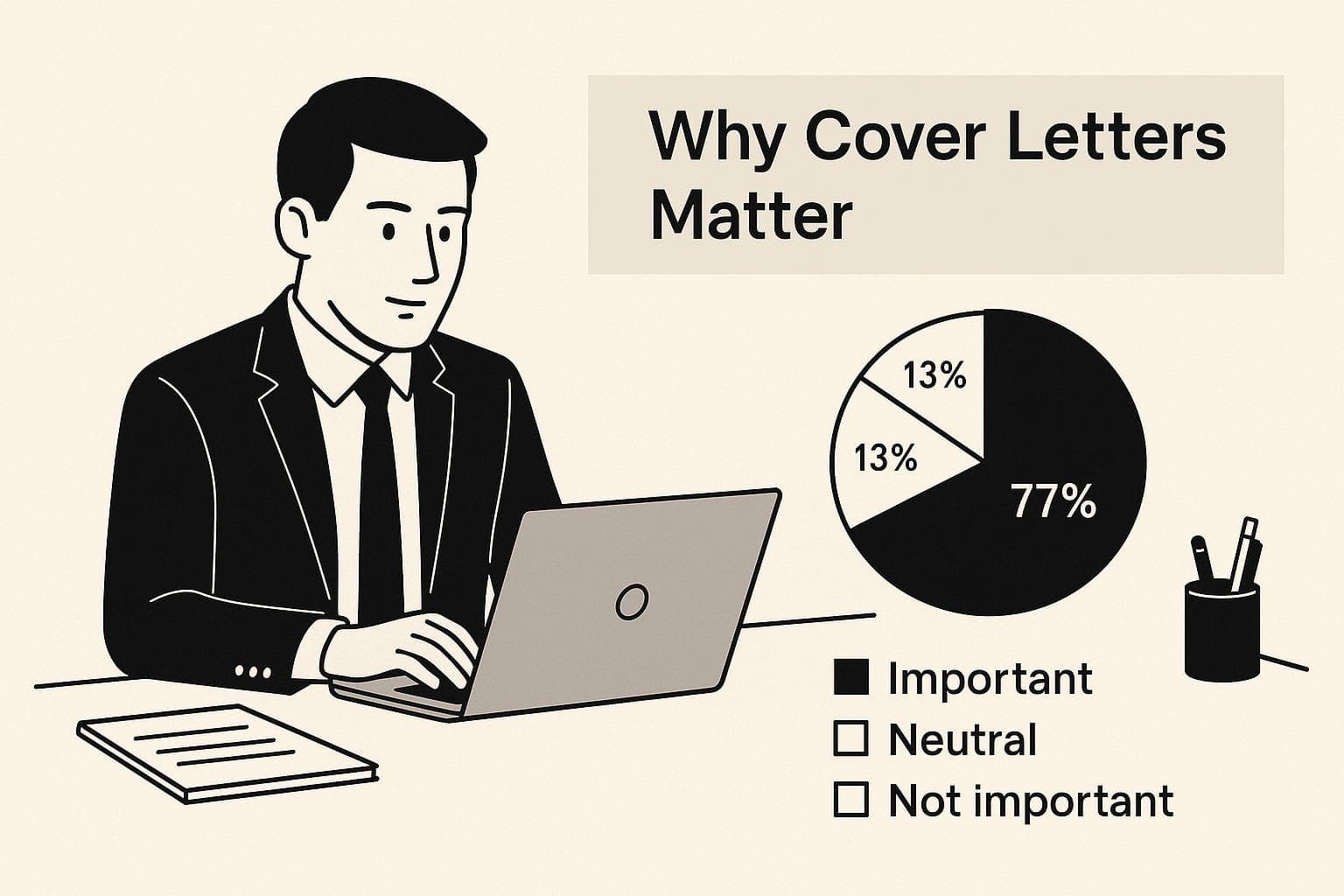 Infographic showing the importance of tailored cover letters in job applications with statistics on hiring manager preferences and application success rates