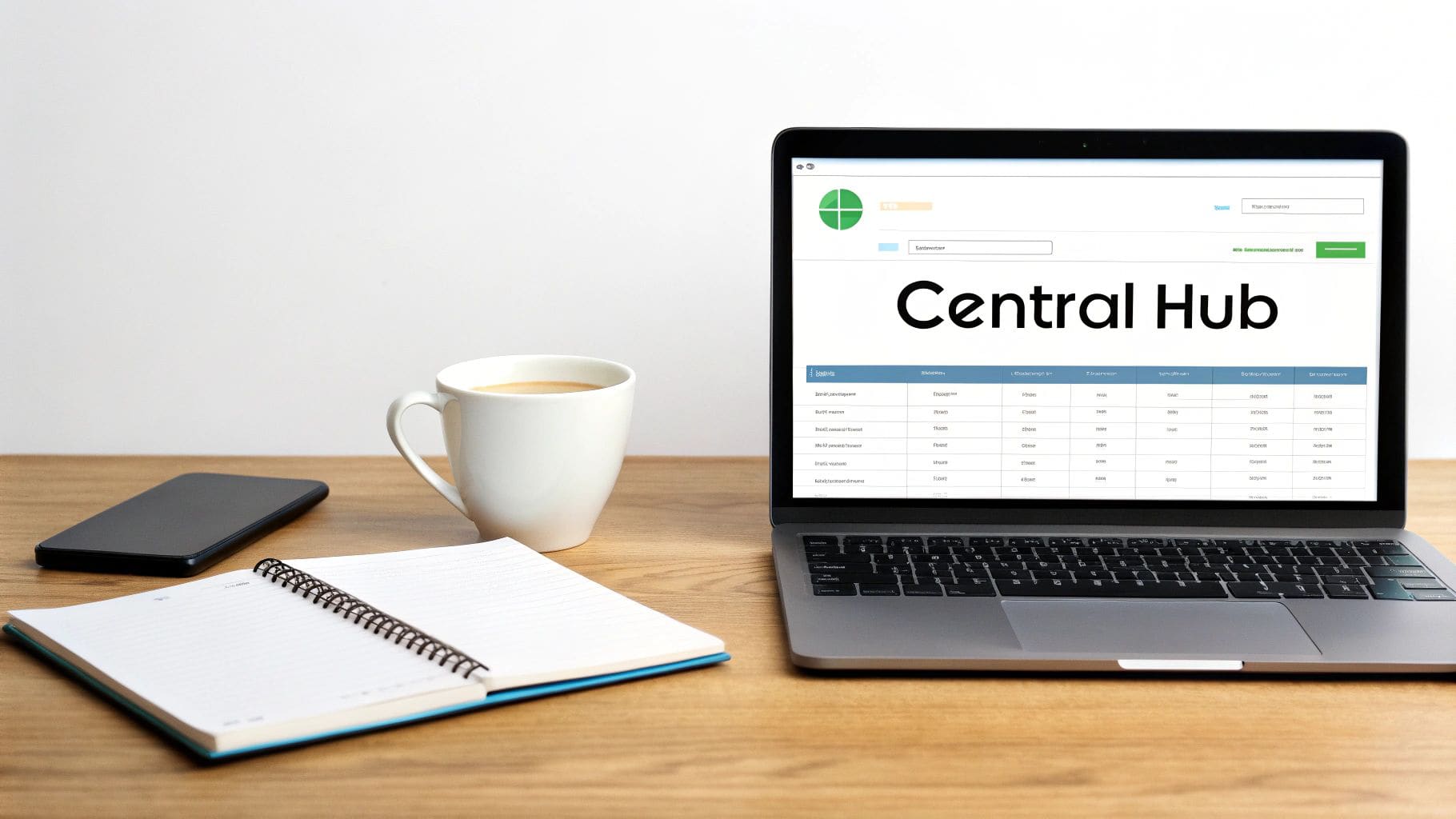 A person at a desk using a laptop to track job applications, with a focused and organised expression
