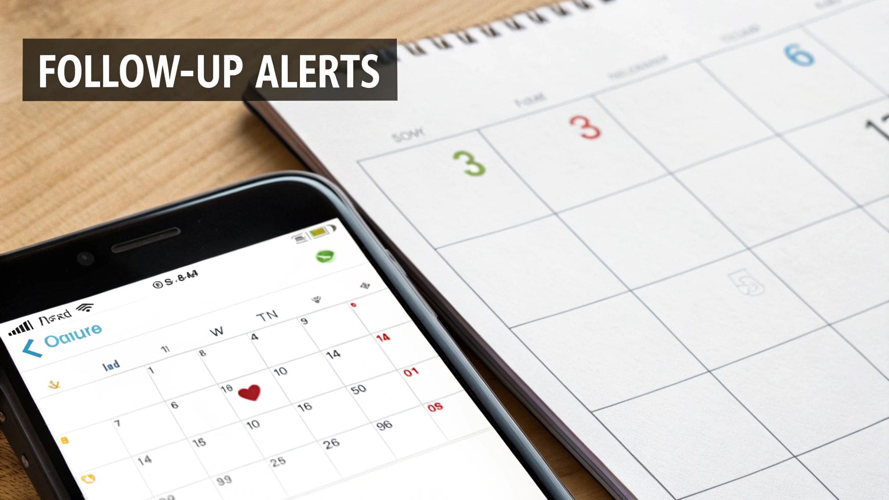 A calendar with reminders set for job application follow-ups, symbolising organisation