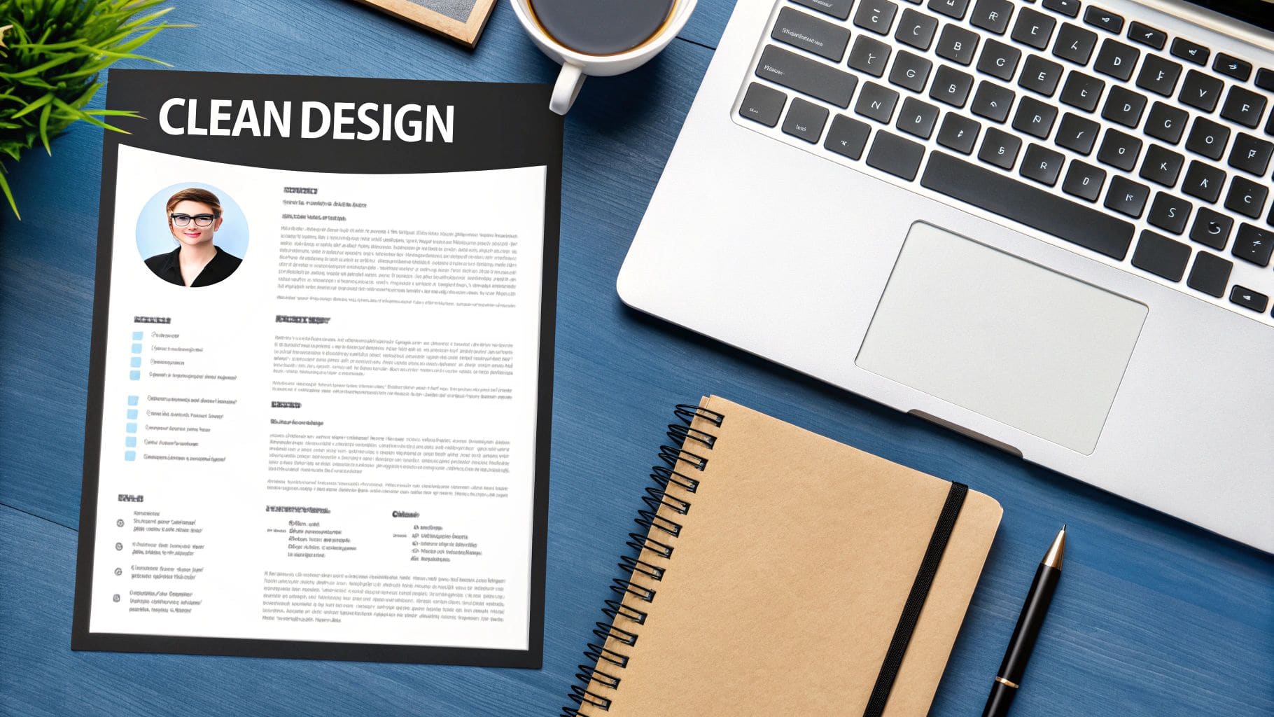 A close-up of a well-designed resume showing professional typography, clear hierarchy and proper spacing