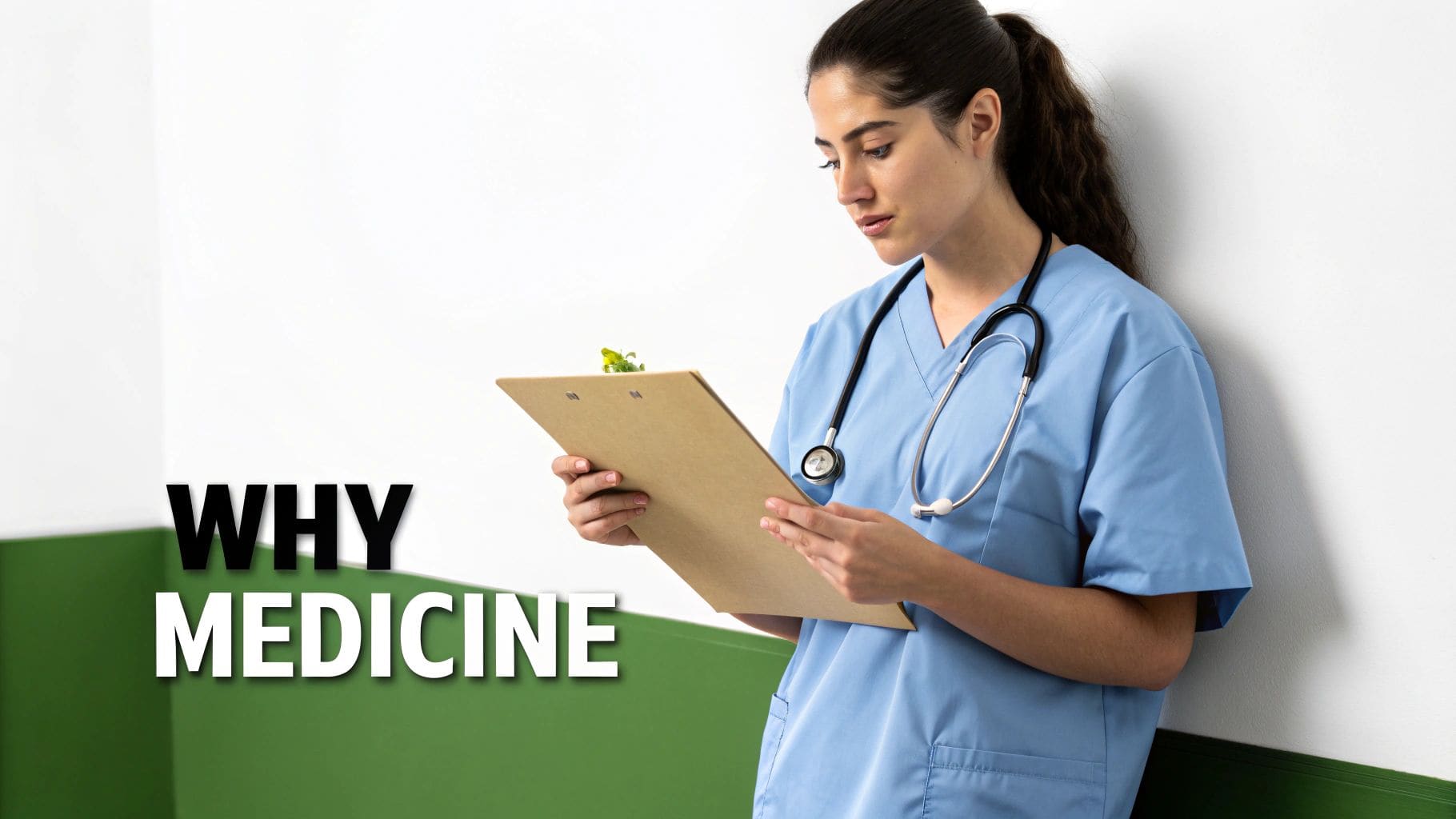 Medical student in a clinical setting writing reflectively about their patient care experiences