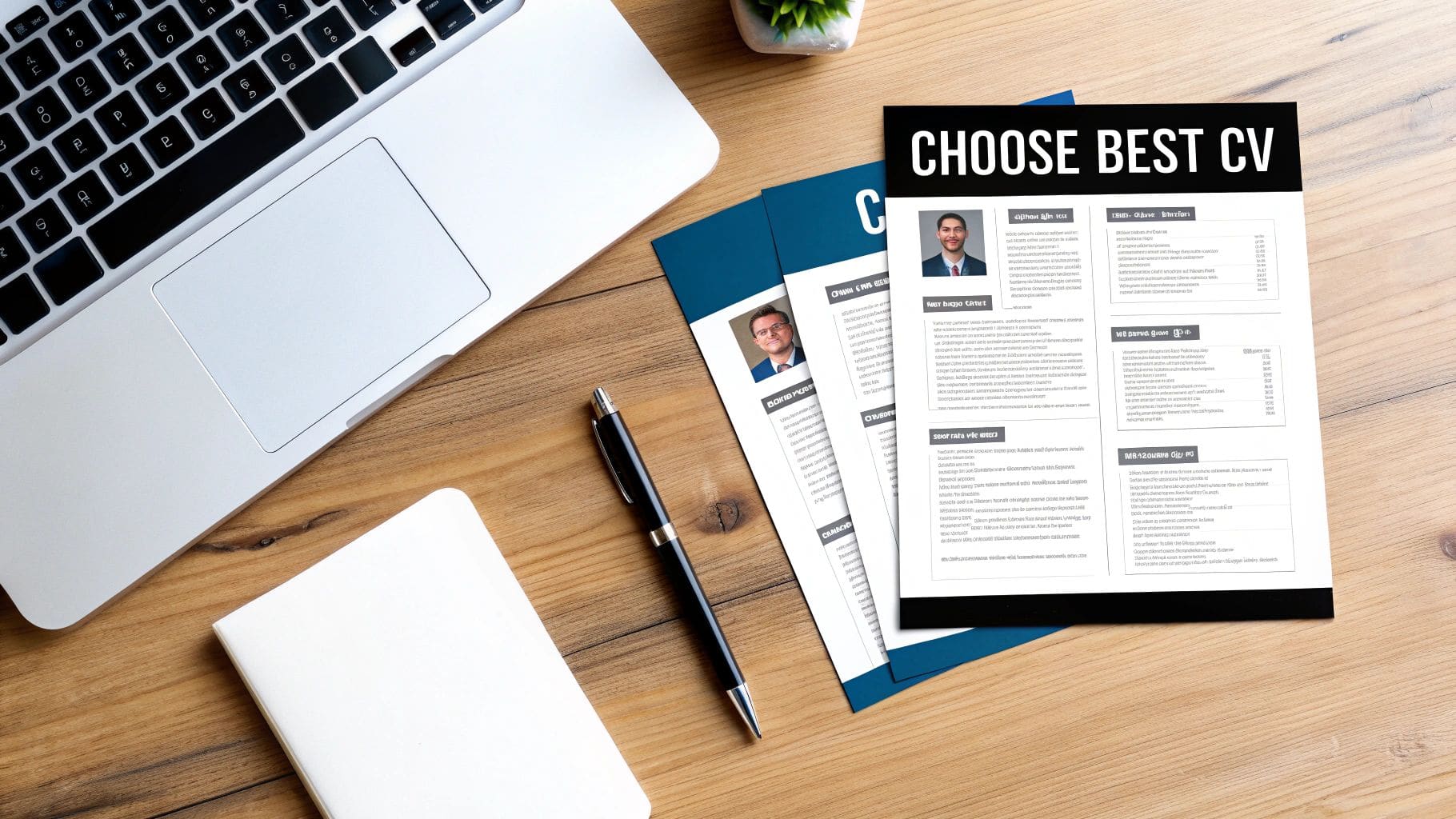 A person working on their CV on a laptop with a professional template displayed