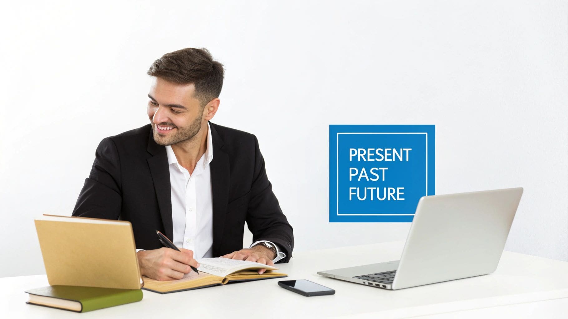 A person confidently answering questions during a job interview with professional body language