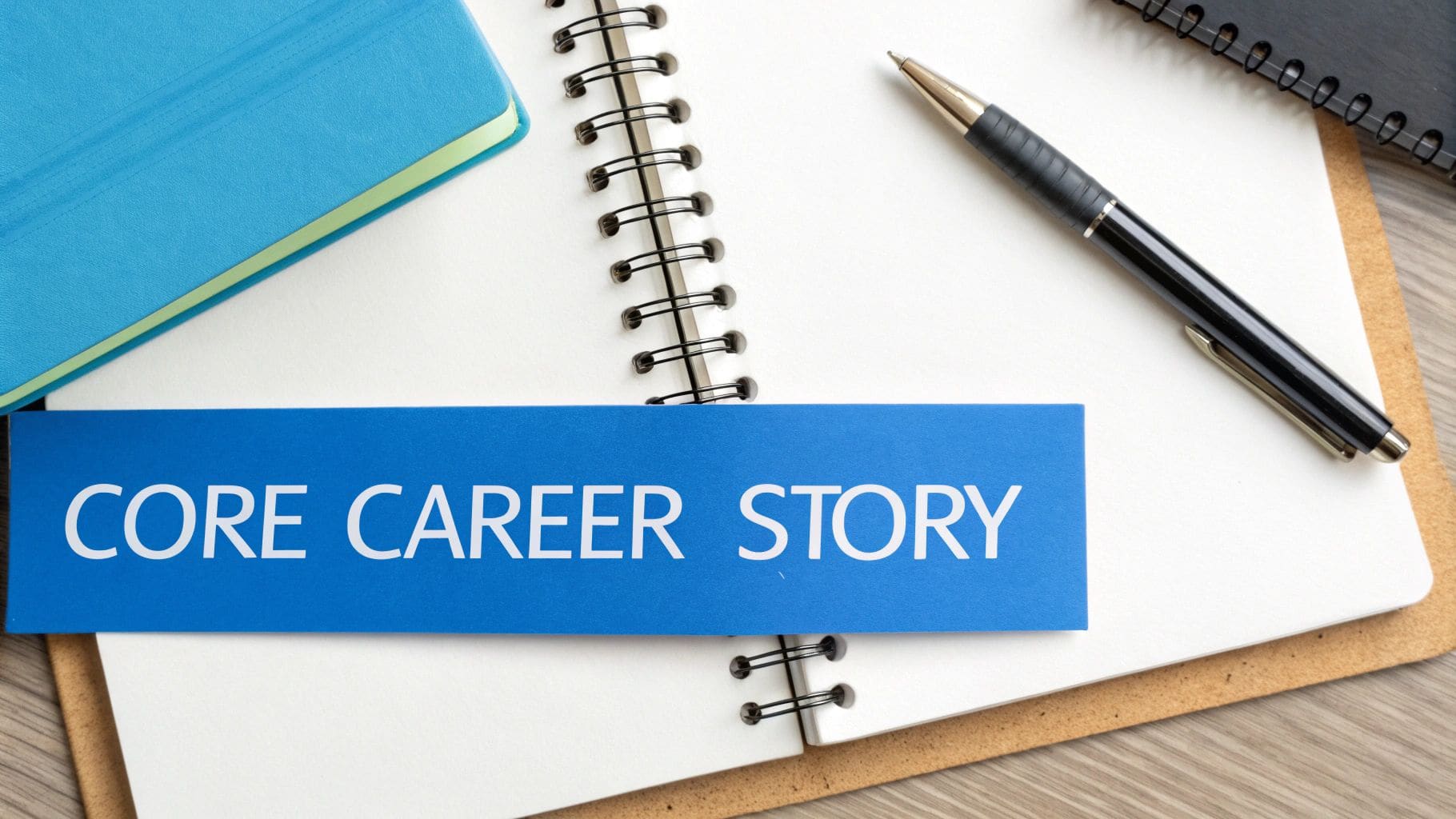 A candidate confidently telling their career story during a job interview