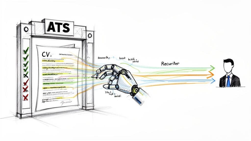 ATS system uses robotic hand to screen CVs sending selected data to recruiter
