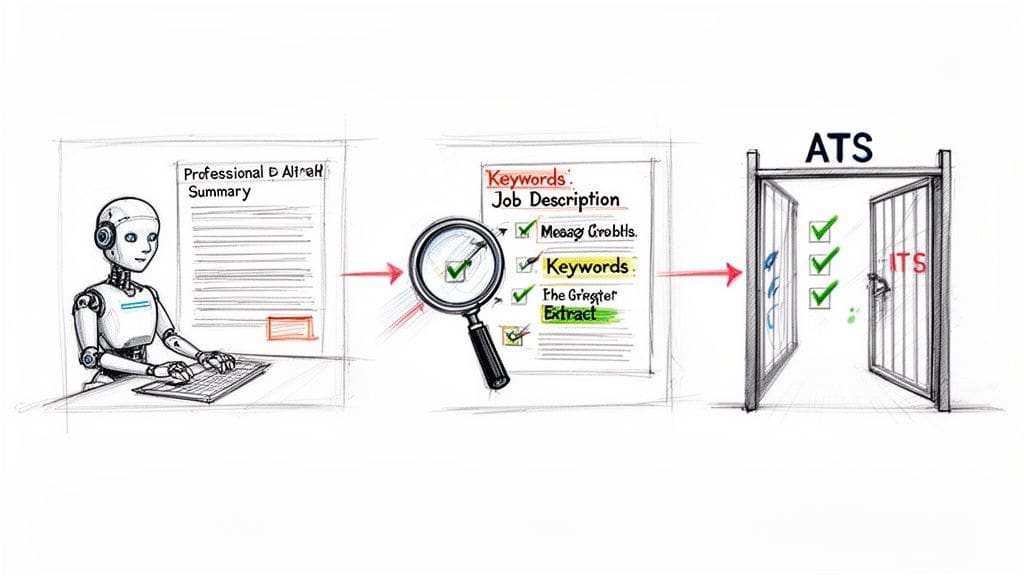 AI bot optimizes resume with job description keywords for successful ATS passage