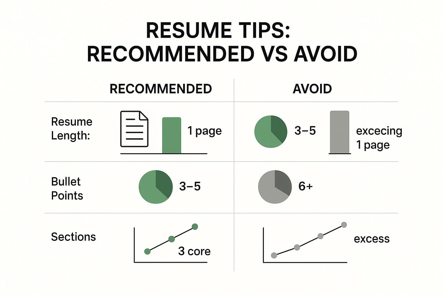 Infographic showing resume length statistics and the importance of concise, impactful content for entry-level candidates