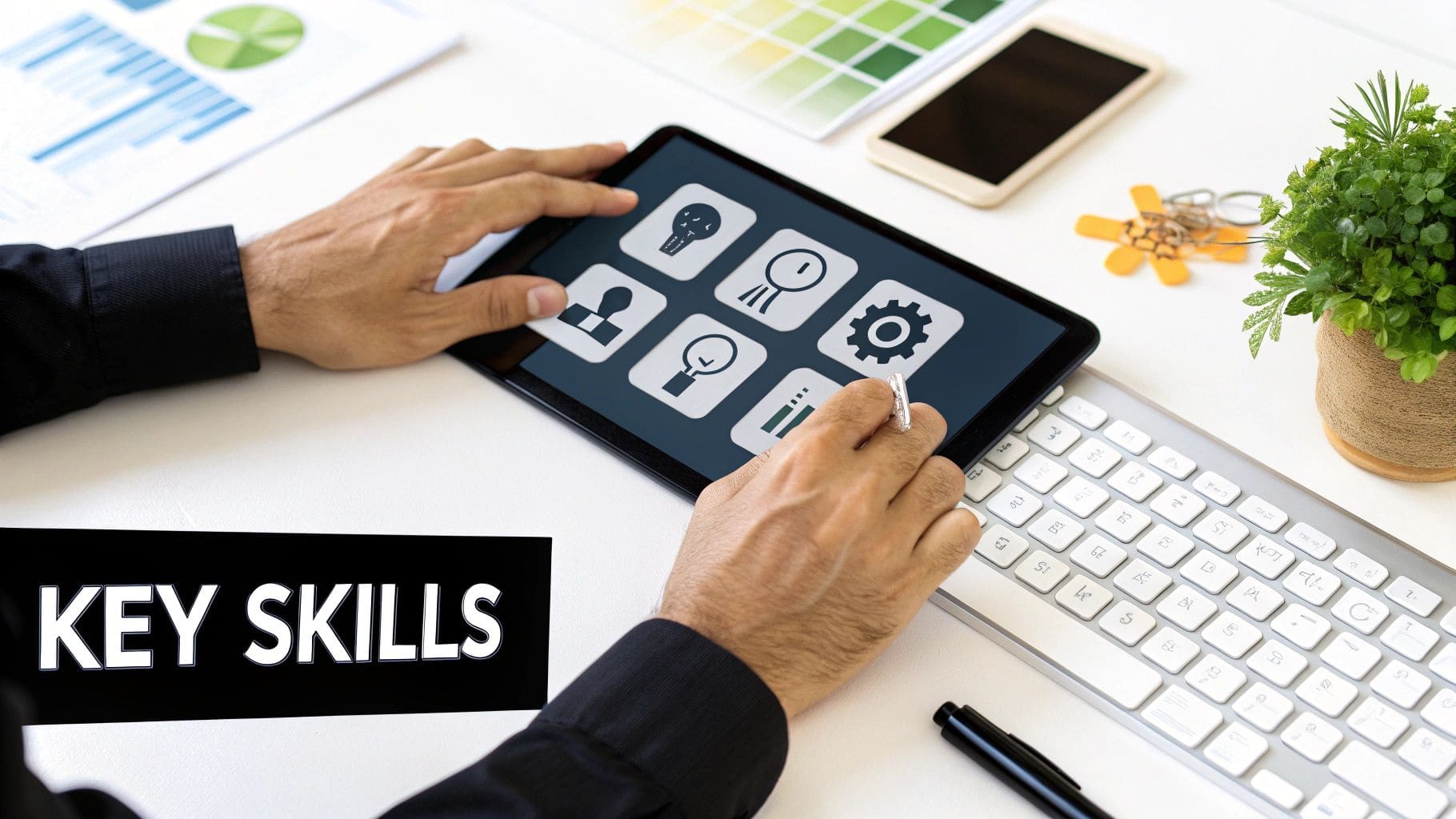 Resume sections infographic showing work experience, skills, and education areas