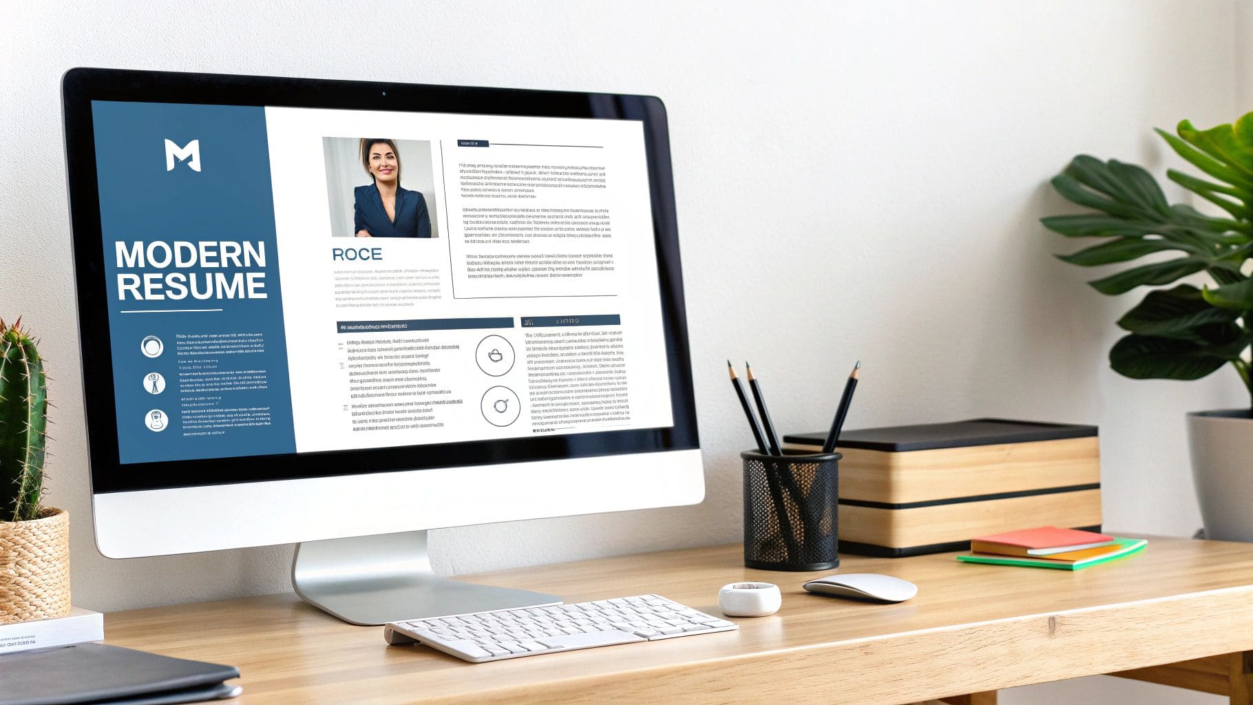 Modern contemporary resume design with creative layout, color accents, and visual elements showcasing professional experience
