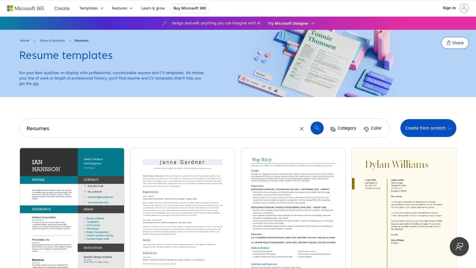 Canva Resume Maker showing drag-and-drop editor with creative resume templates