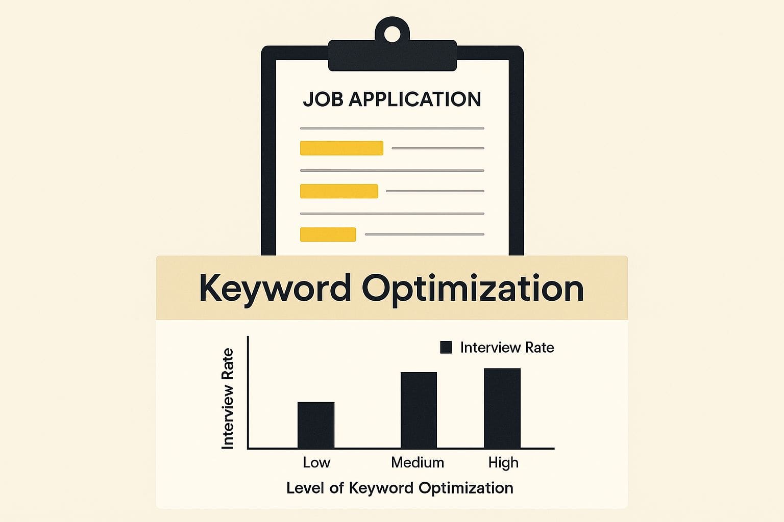 Image showing ATS keyword optimization strategies with visual examples of how keywords are highlighted and matched in resumes