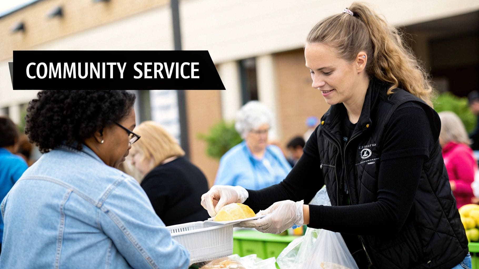 The Service and Impact Story - visual guide showing how to structure a compelling narrative around community service and social impact experiences