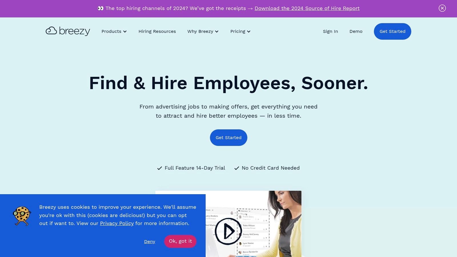 Breezy HR drag-and-drop recruitment pipeline interface showing visual candidate management, automated workflow stages, and intuitive hiring process tracking