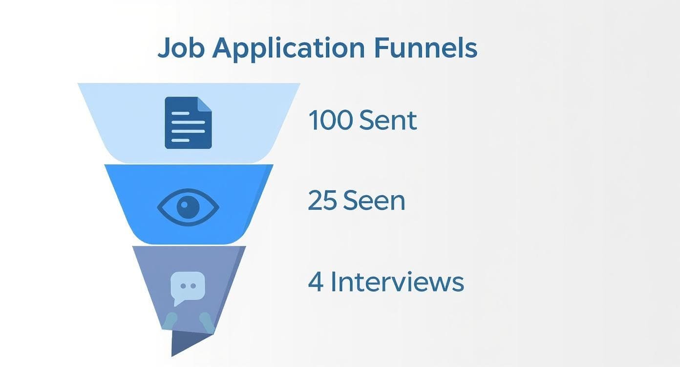Infographic showing job application statistics and hiring funnel data for job application tracking